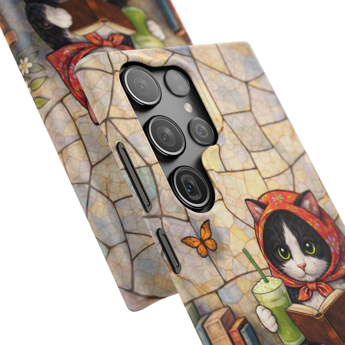 Babushka Cat Reads, Tuxedo Cat Literary Snap Phone Case