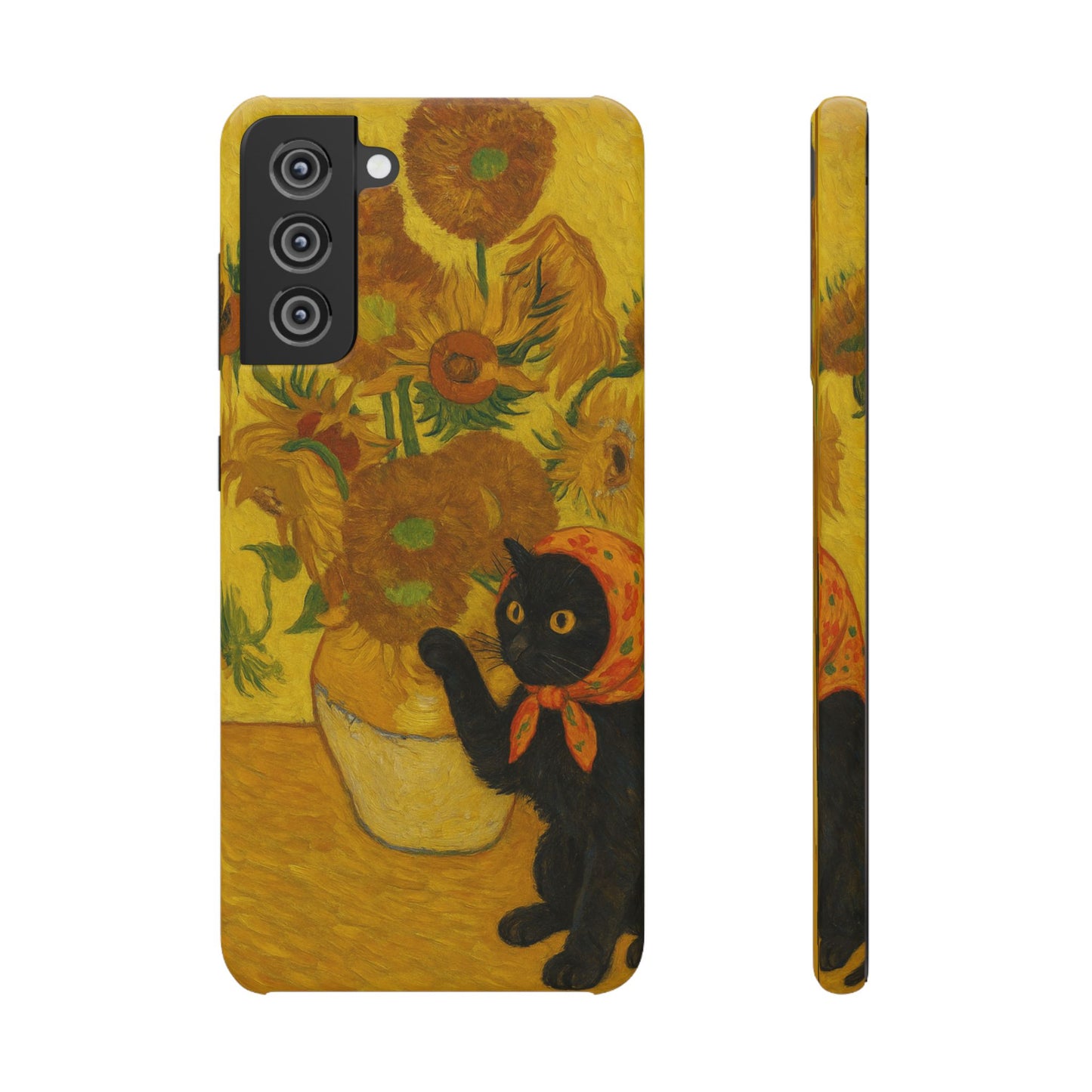 Babushka Cat Van Gogh Sunflowers Snap Phone Case