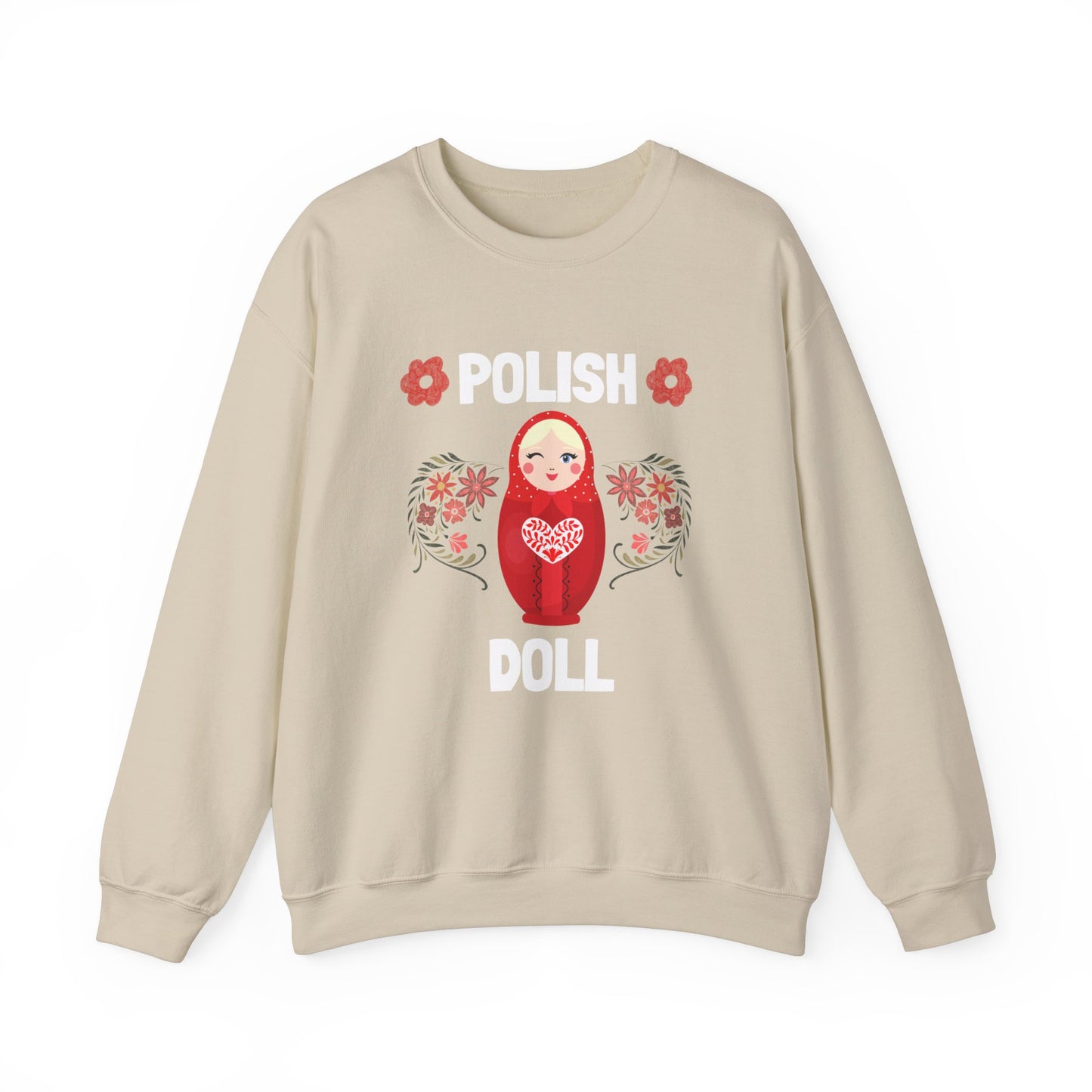 Polish Babushka Doll Polish Girl Adorable Matryoshka Doll Crewneck Unisex Sweatshirt Polish Gift, Polish Culture