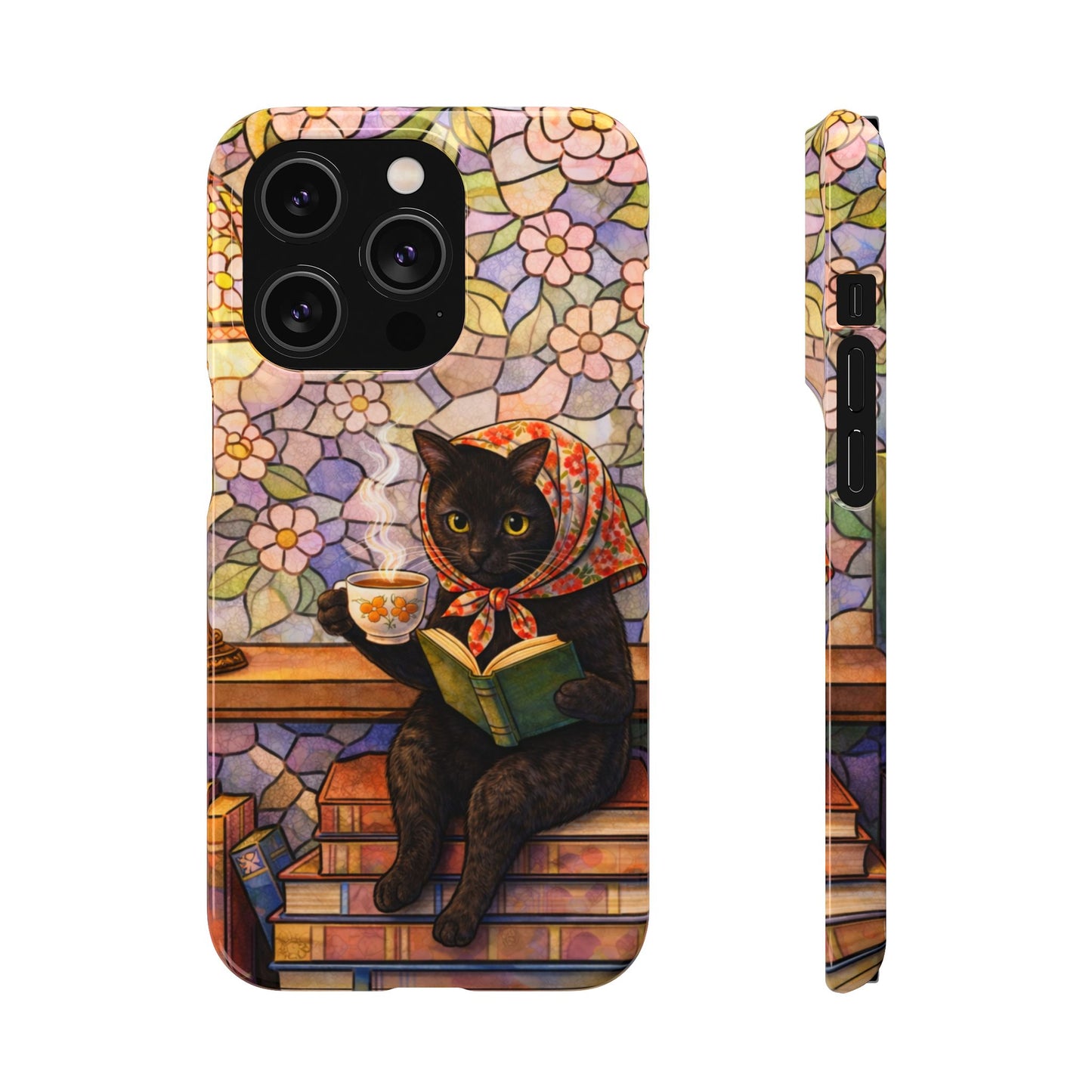 Babushka Cat Reads Artistic Literary Snap Phone Cases