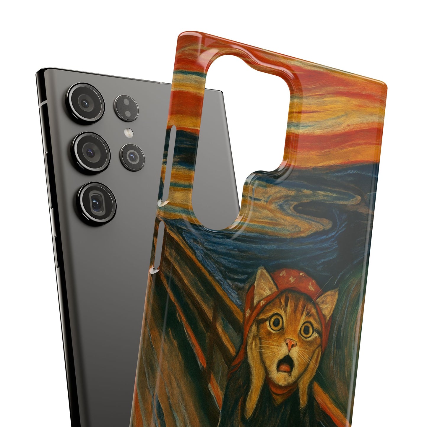 Babushka Cat x Edvard Munch The Scream Parody Art Snap Case