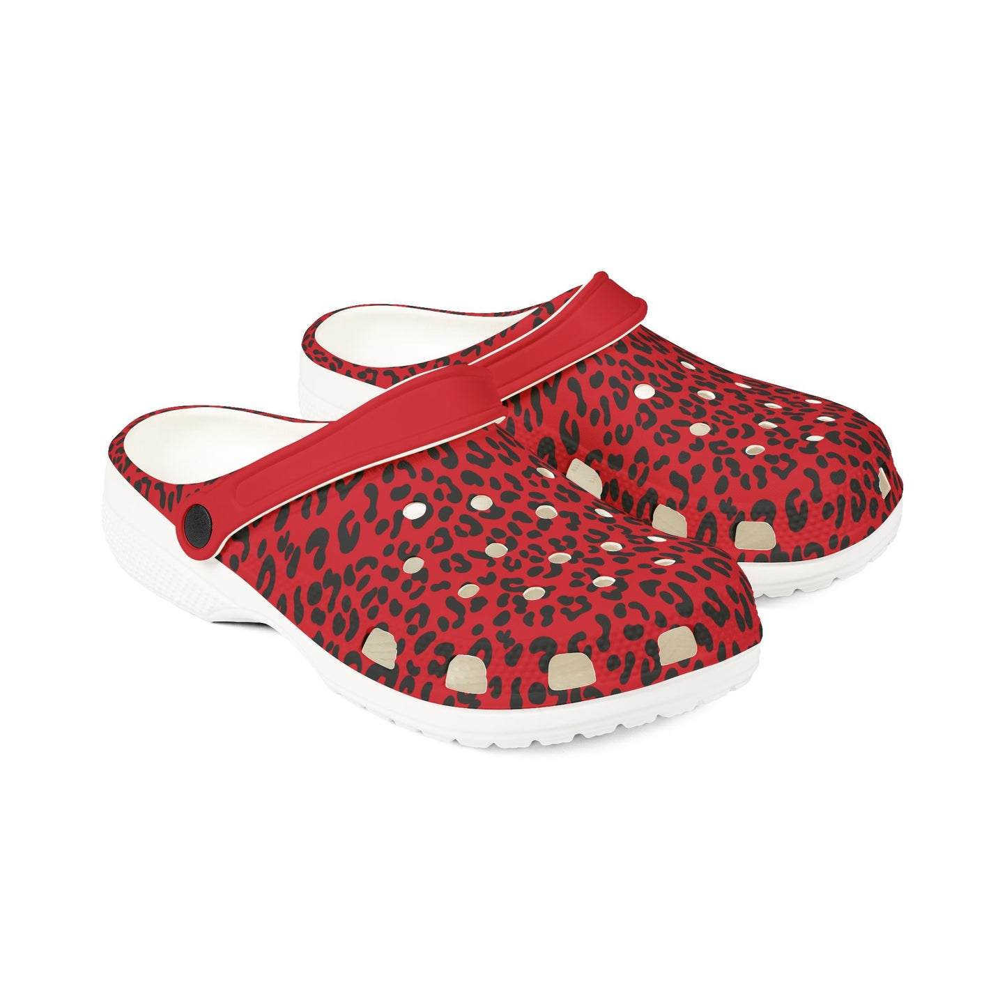 Red and Black Cheetah Granny Gliders EVA Foam Rubber Shoes