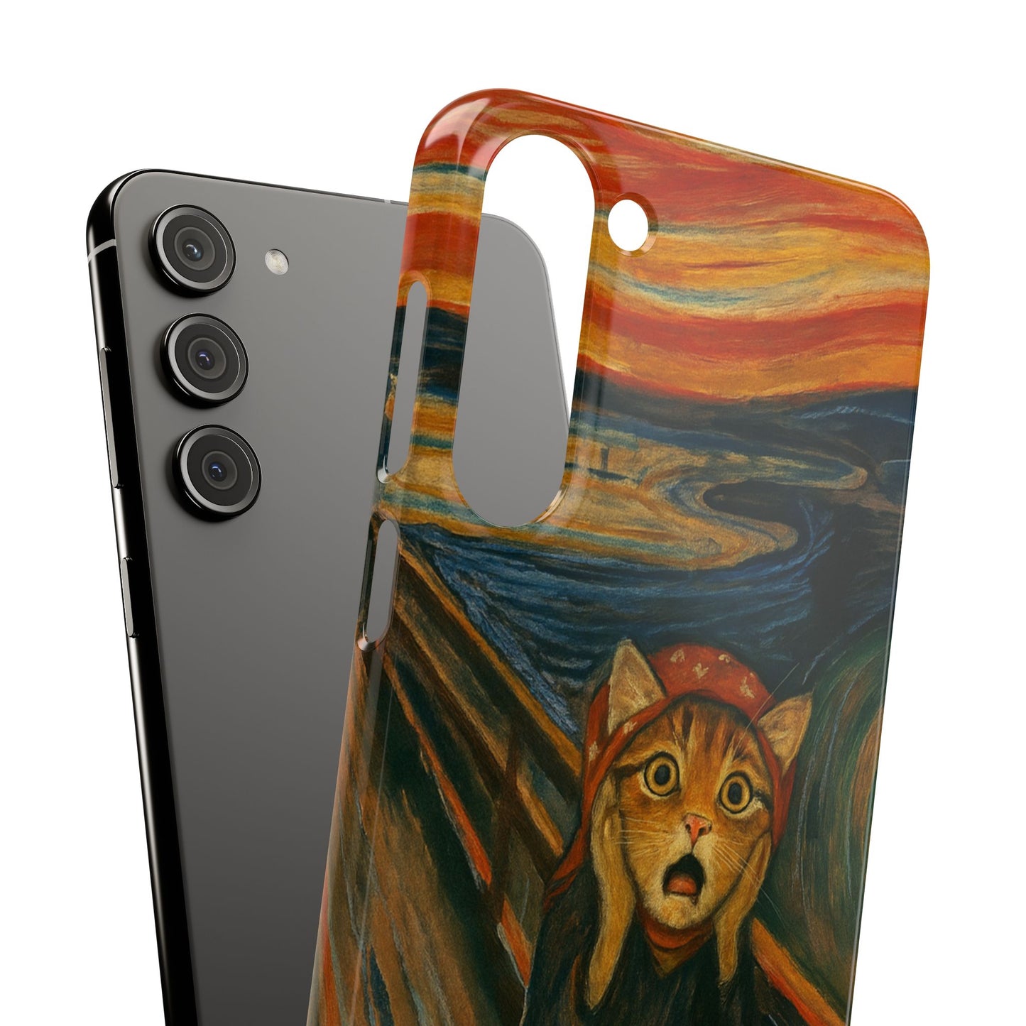 Babushka Cat x Edvard Munch The Scream Parody Art Snap Case