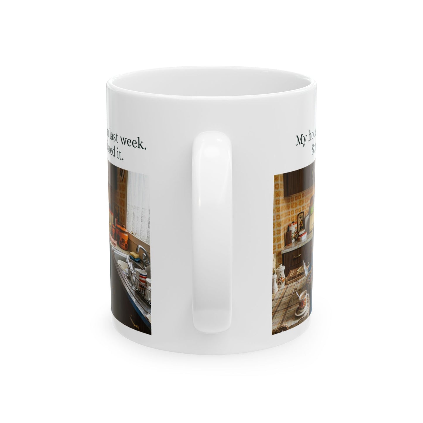 Babushka Cat Clean House Humor Ceramic Mug