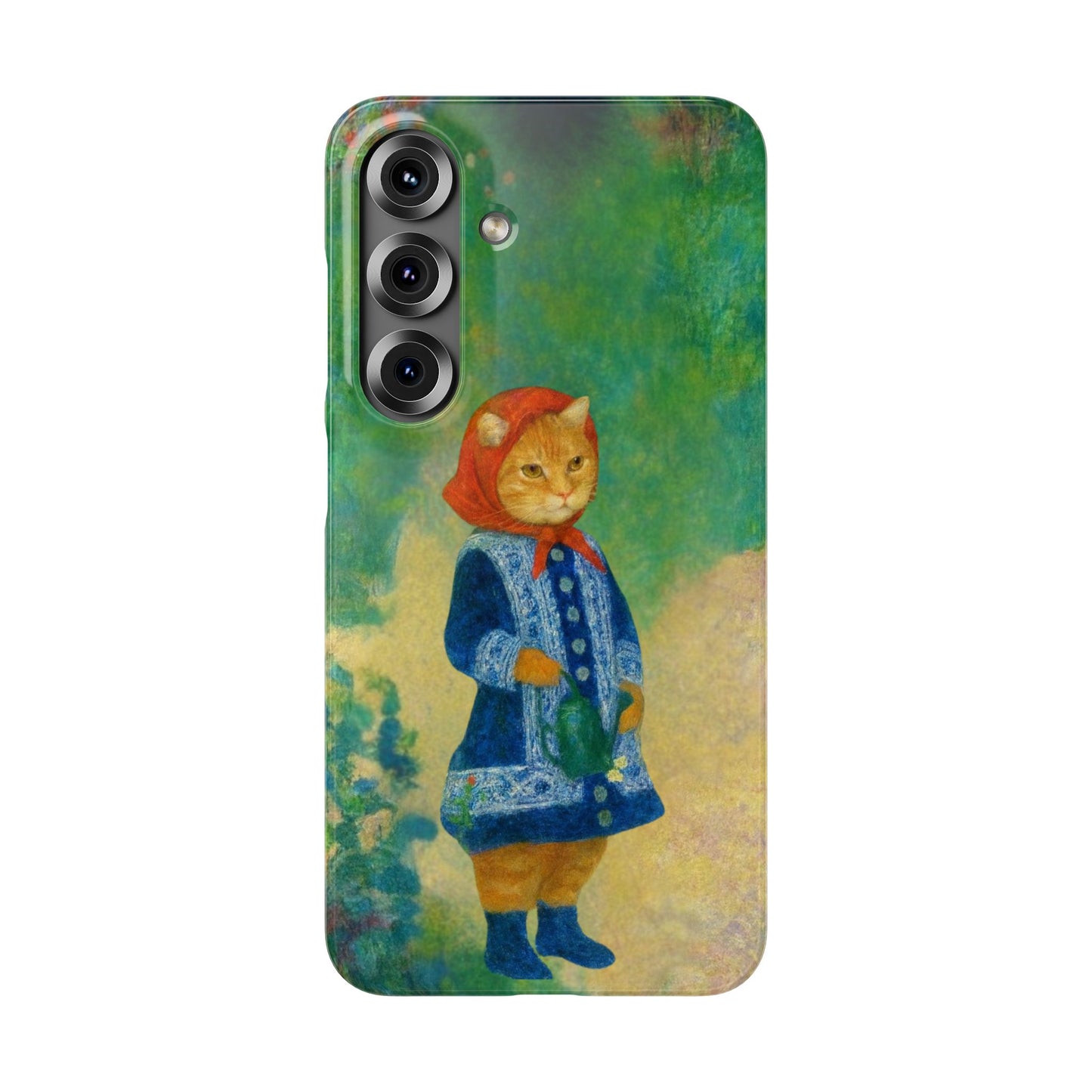 Babushka Cat With a Watering Can x Renoir Funny Art  Slim Phone Case