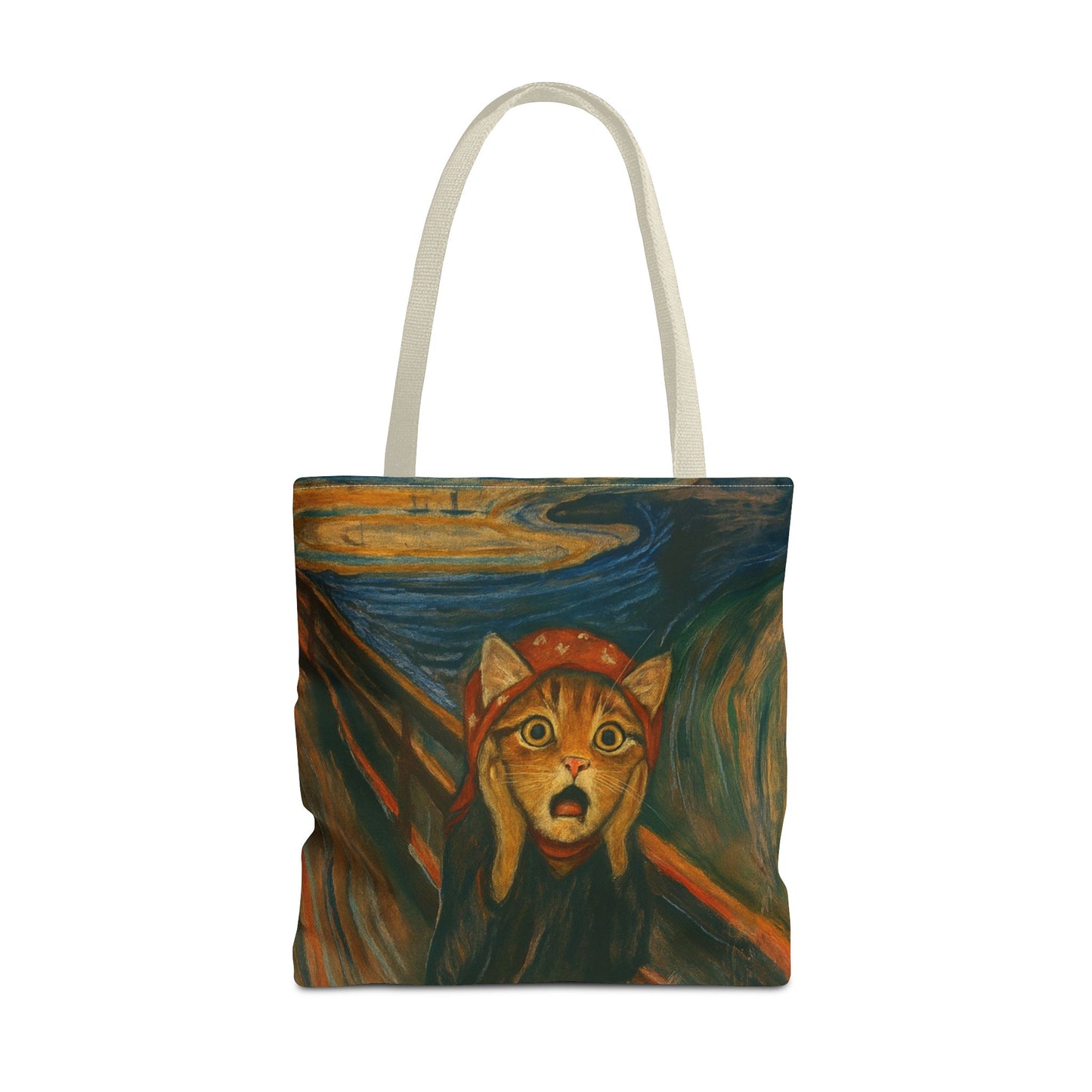 Babushka Cat-Black Cat Art Parody -The Scream-Tote Bag