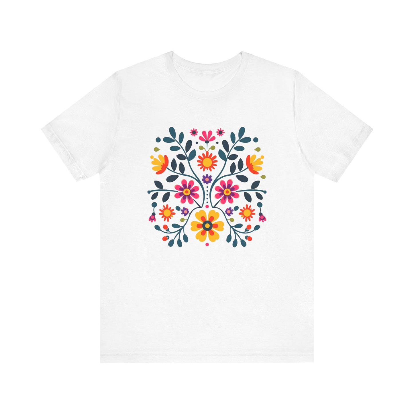 Folk Art Wycinanki Themey Crewneck  Tee - Polish Floral Lovers