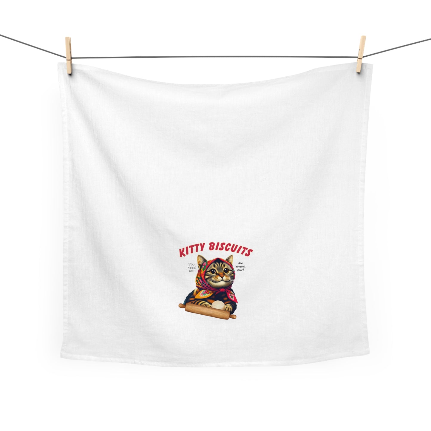 Kitty Biscuits Babushka Pierogi Cat Kitschy Tea Towel