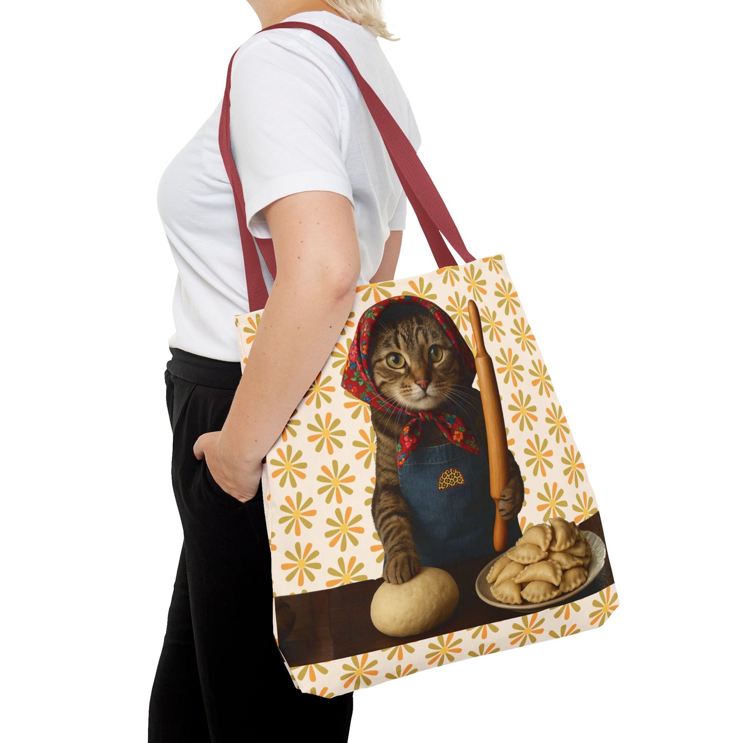 Babushka Cat ™ Adorable Polish Theme Tote Bag (AOP), Pierogi Gifts