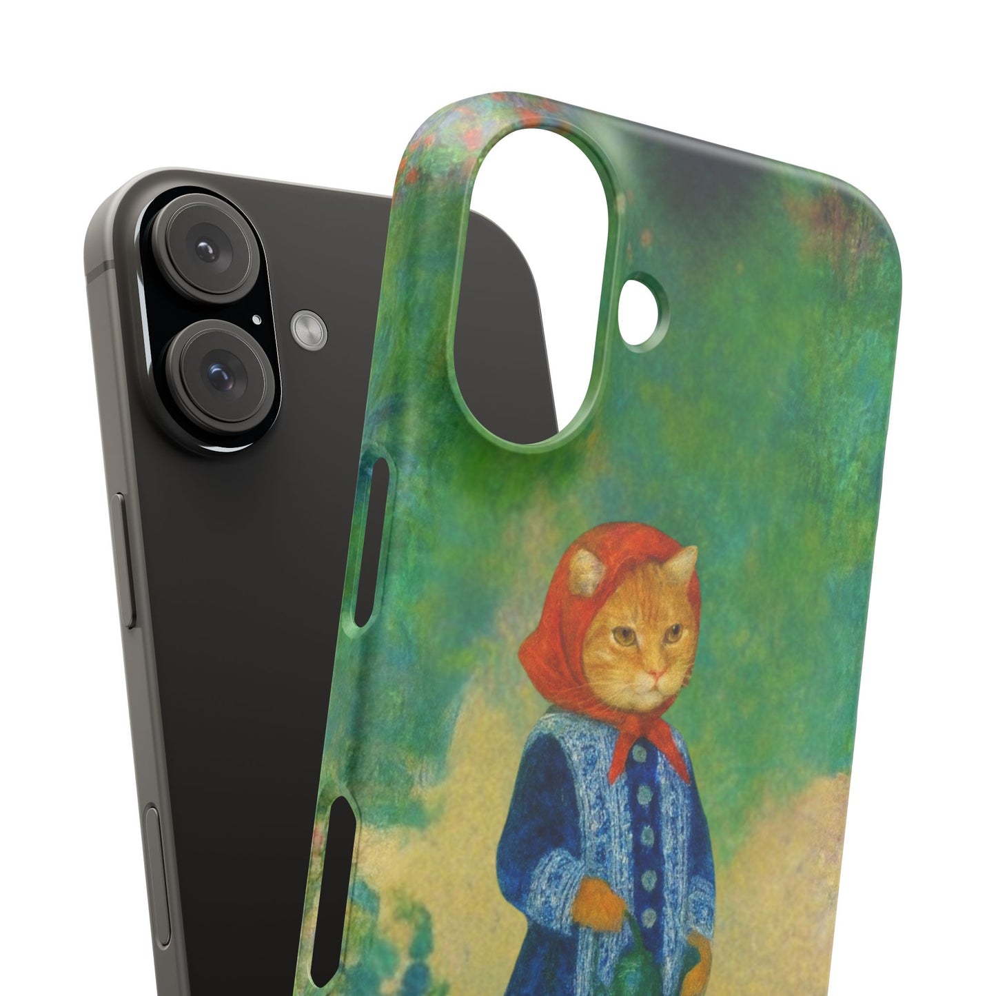 Babushka Cat With a Watering Can x Renoir Funny Art  Slim Phone Case