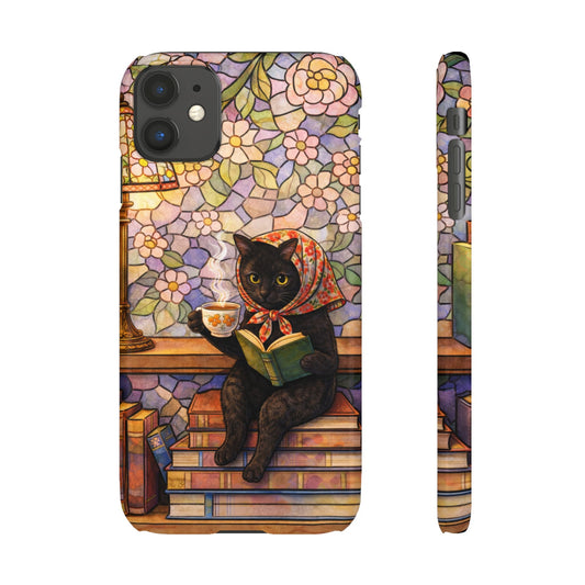 Babushka Cat Reads Artistic Literary Snap Phone Cases