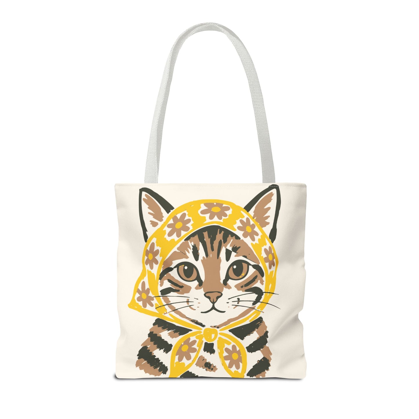 Babushka Cat, Tabby Cat Tote Bag (AOP)
