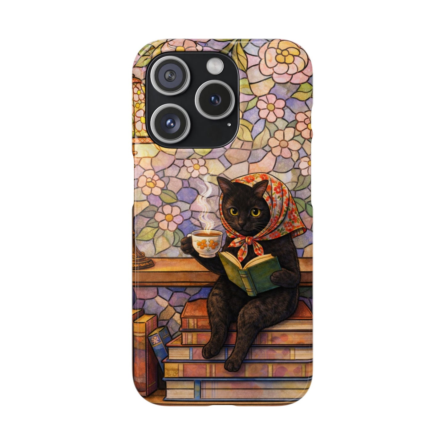 Babushka Cat Reads Artistic Literary Snap Phone Cases