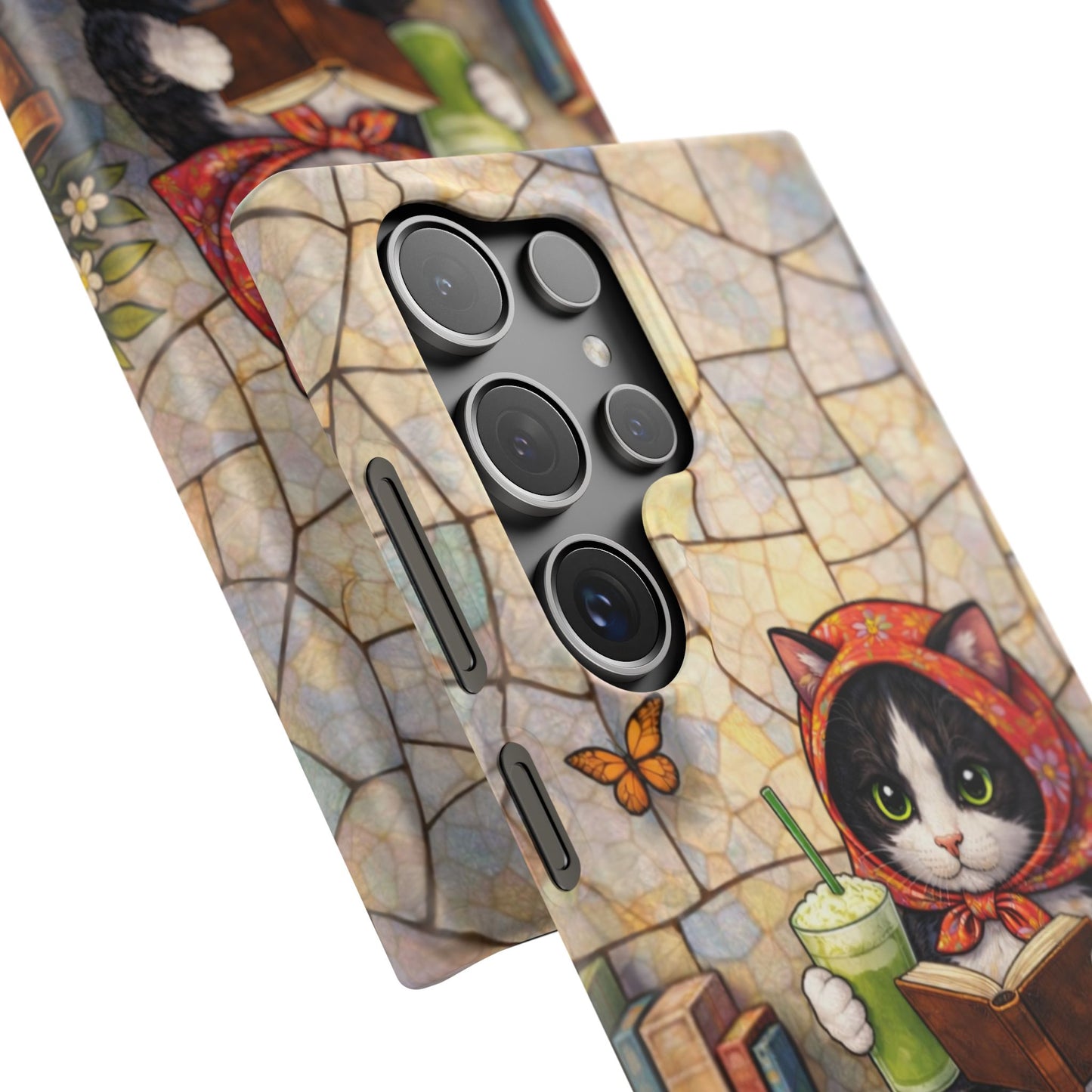 Babushka Cat Reads, Tuxedo Cat Literary Snap Phone Case