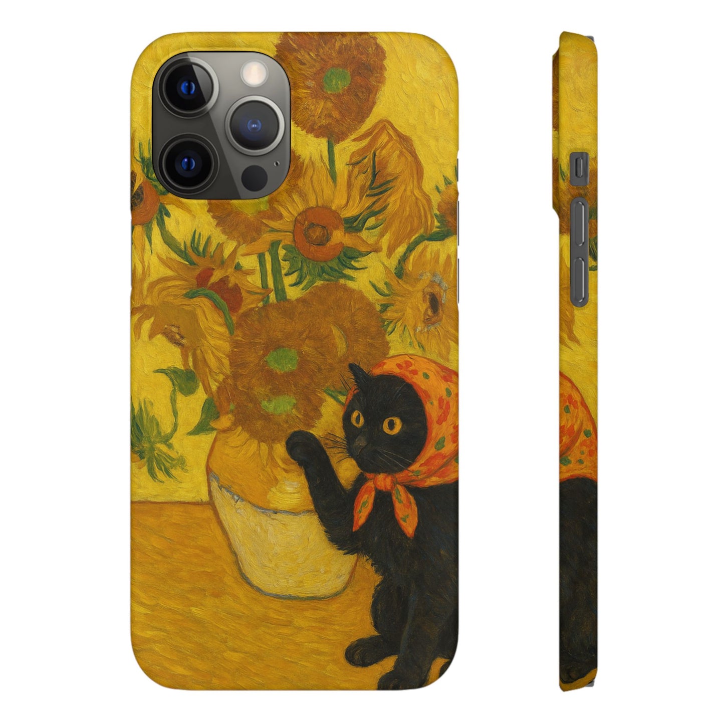 Babushka Cat Van Gogh Sunflowers Snap Phone Case