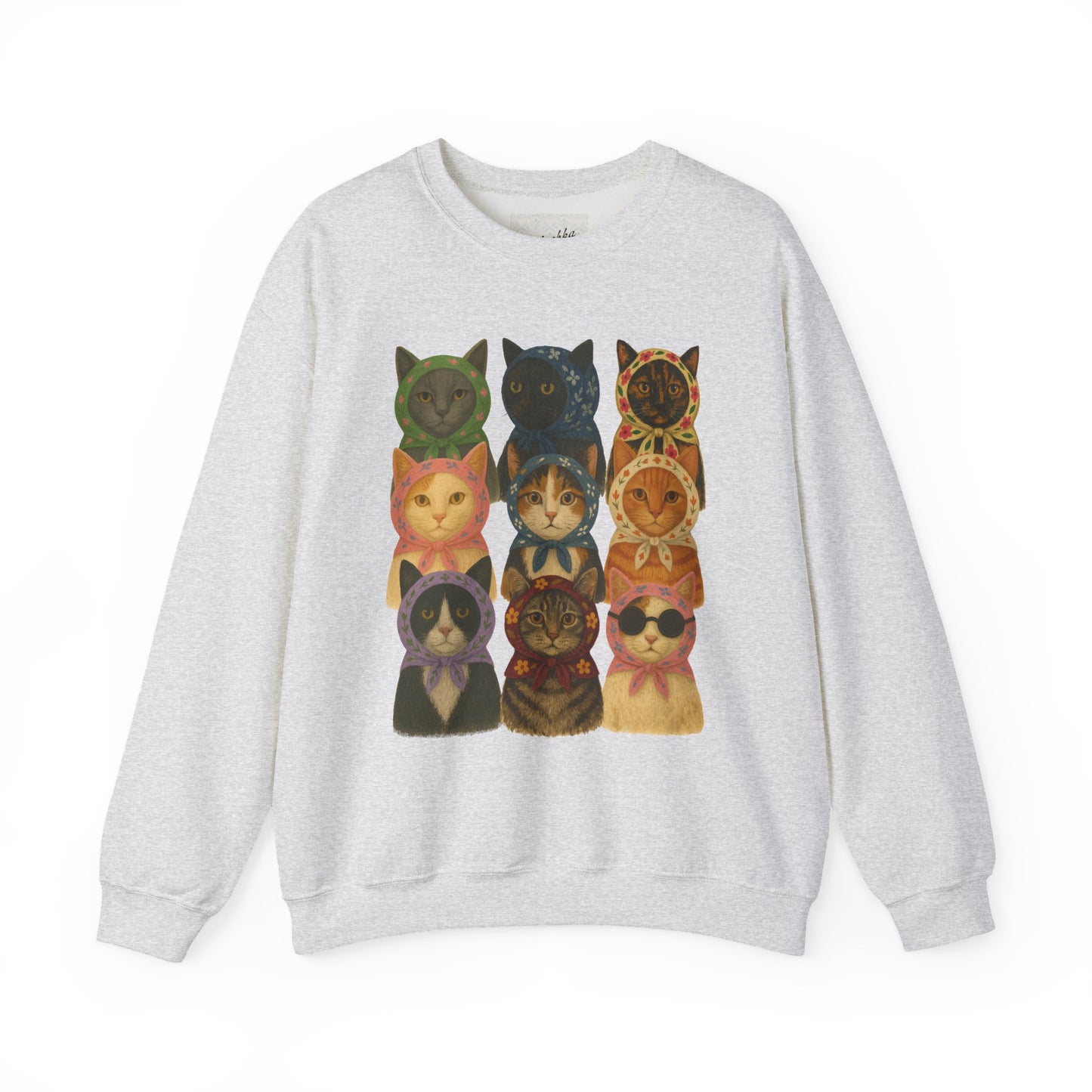 Babushka Cats Varieties Kitschy Cat Crewneck Sweatshirt