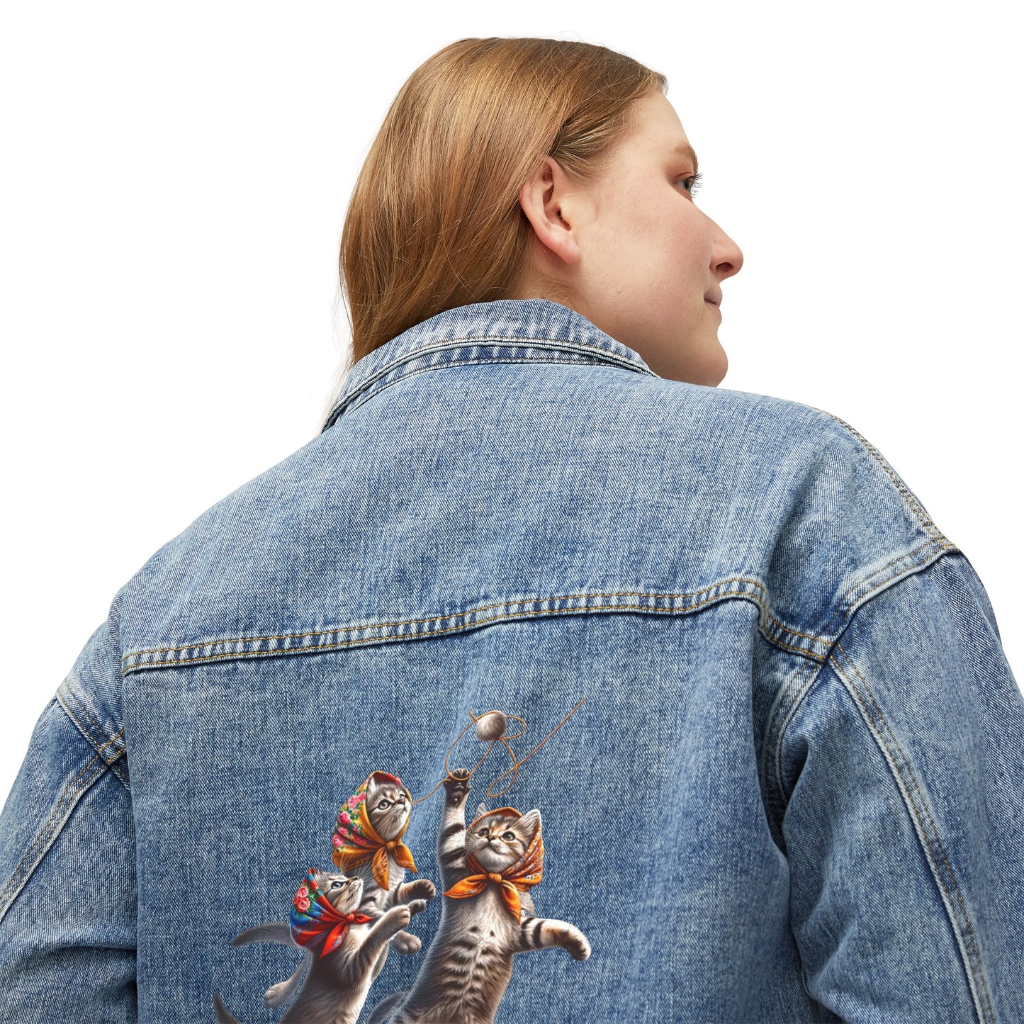 Polish Babushka Kittens Women's Denim Jacket