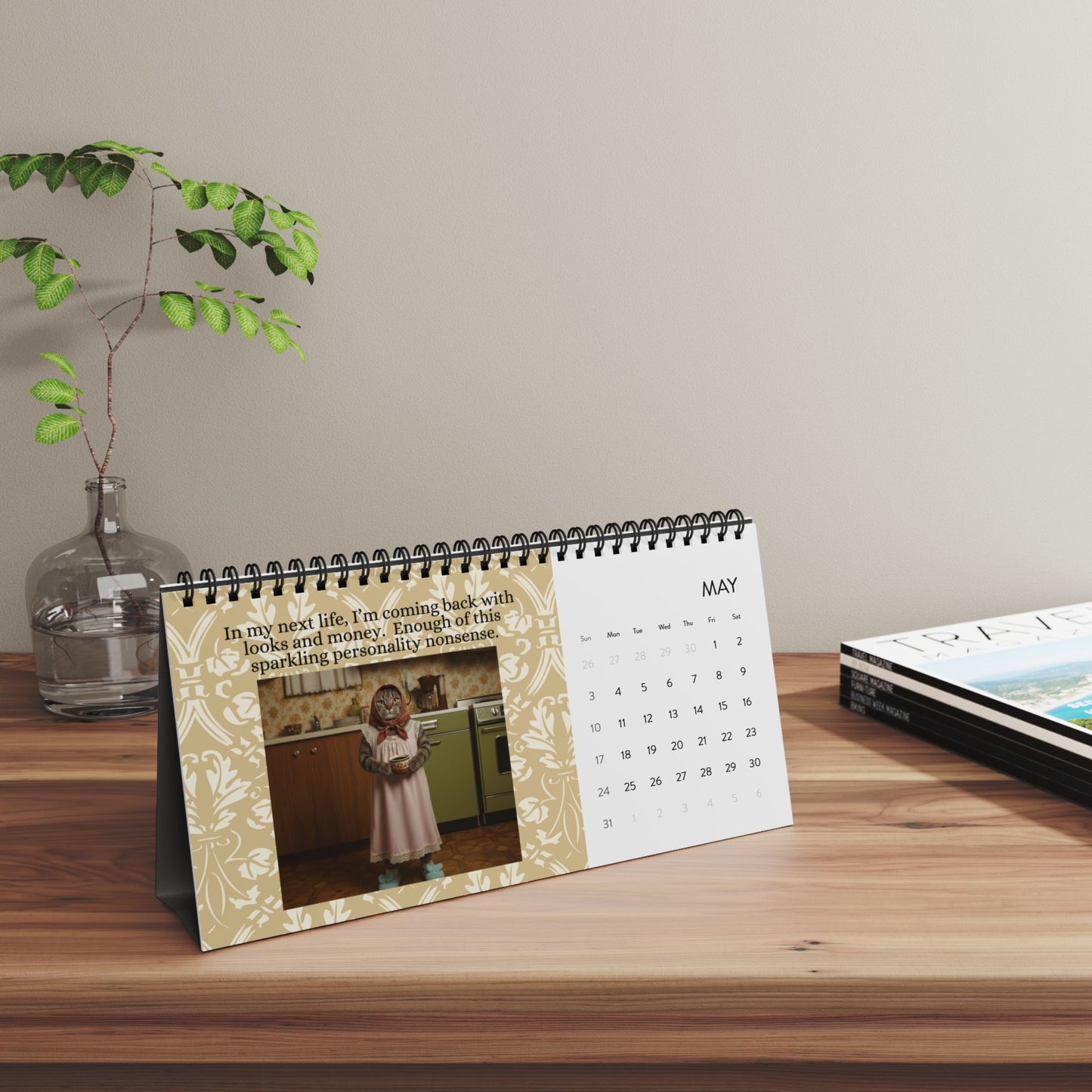 Babushka Cat Desktop Calendar (2026) Best of Memes Version