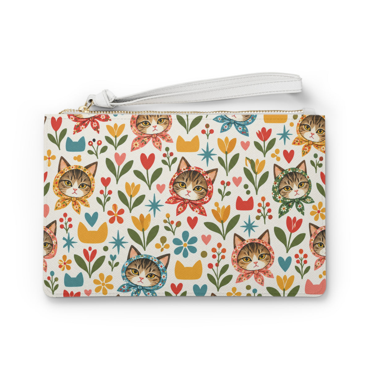 Babushka Cat Heads Whimsical Clutch Bag