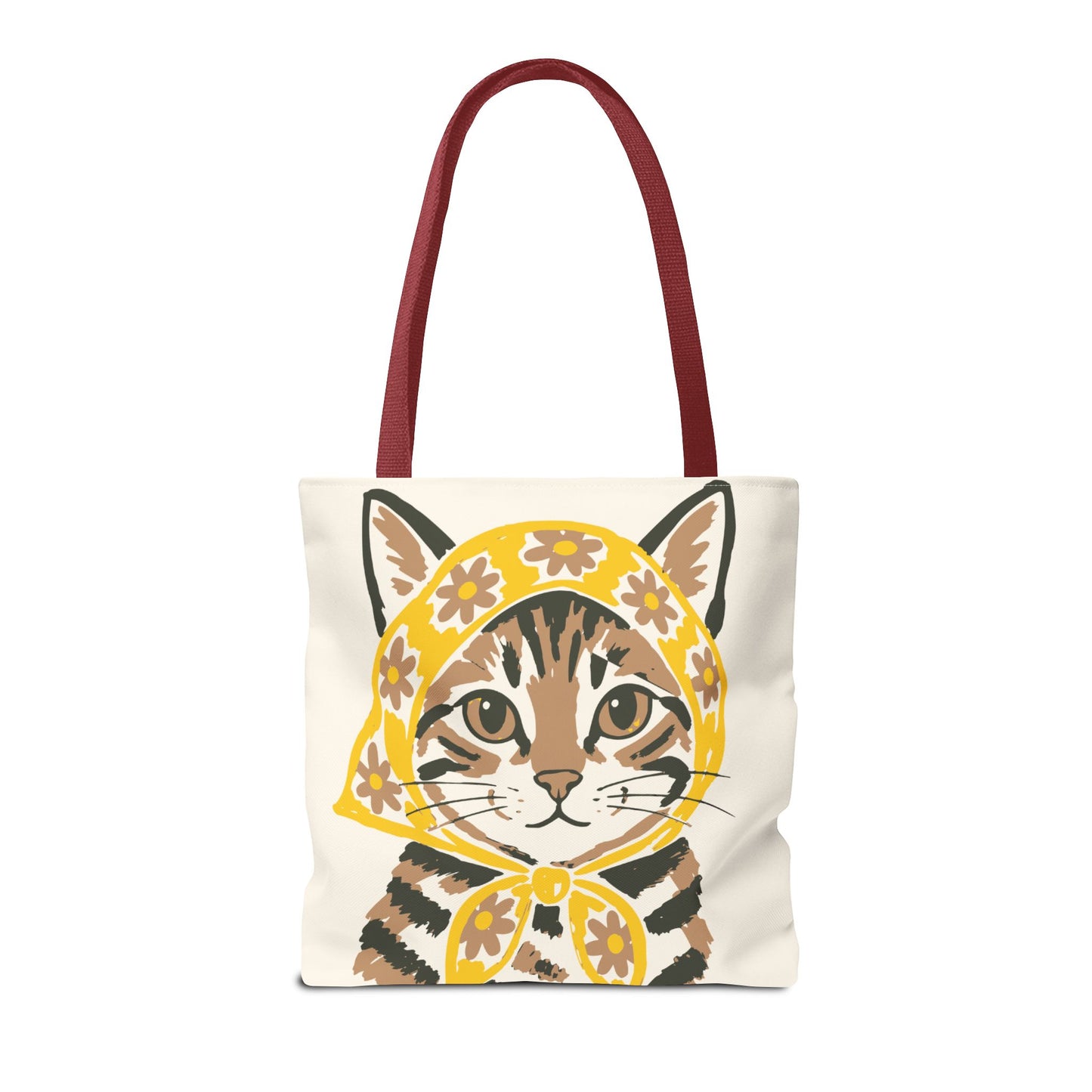 Babushka Cat, Tabby Cat Tote Bag (AOP)