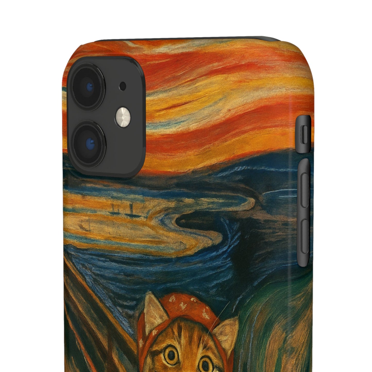 Babushka Cat x Edvard Munch The Scream Parody Art Snap Case