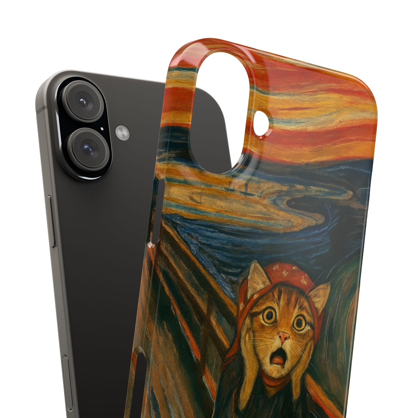 Babushka Cat x Edvard Munch The Scream Parody Art Snap Case