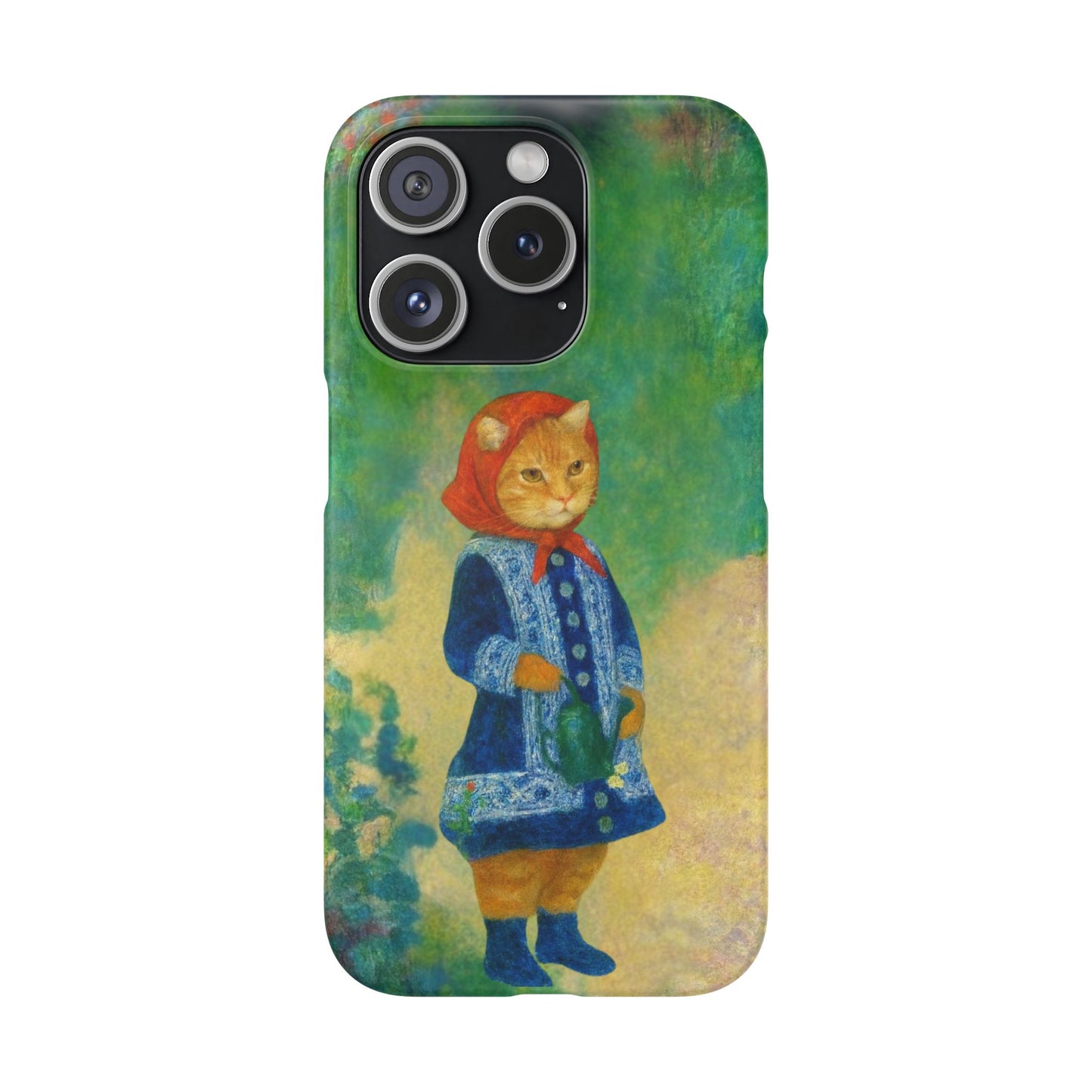 Babushka Cat With a Watering Can x Renoir Funny Art  Slim Phone Case