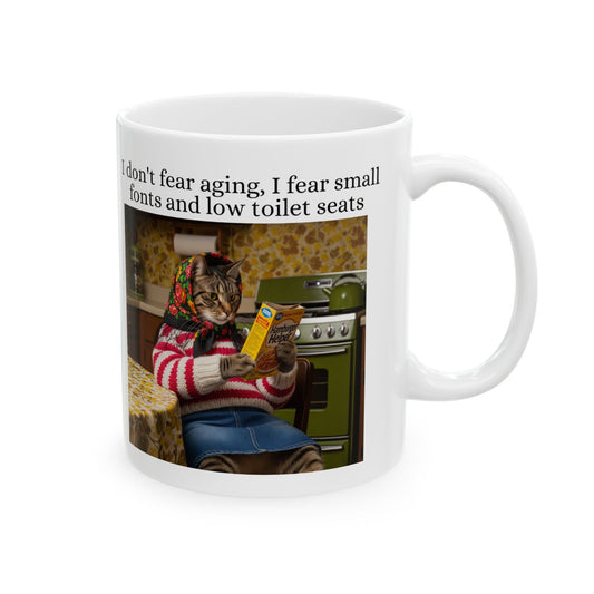 Babushka Cat, Funny Aging  Mug Humor