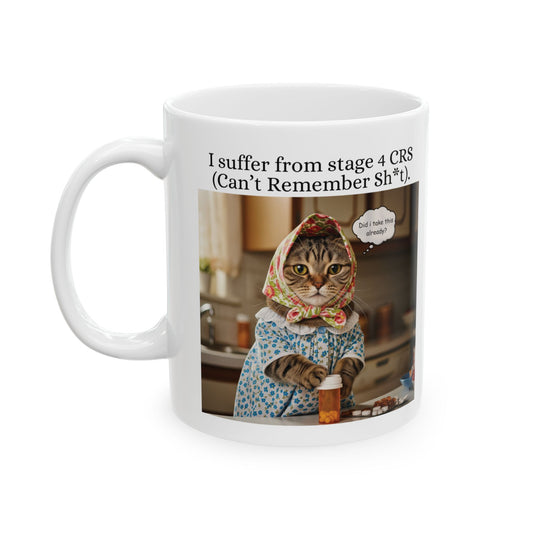 Funny Babushka Cat Ceramic Mug-Can't Remember Sh*t