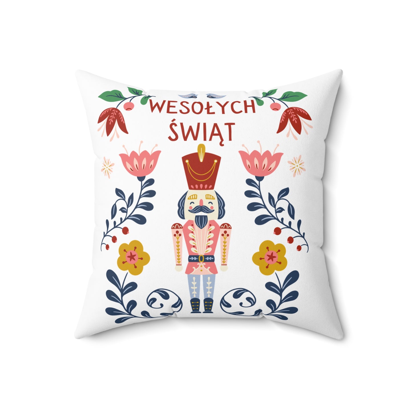 Wesolych Swiat Polish Christmaws Nutcracker- Square Pillow