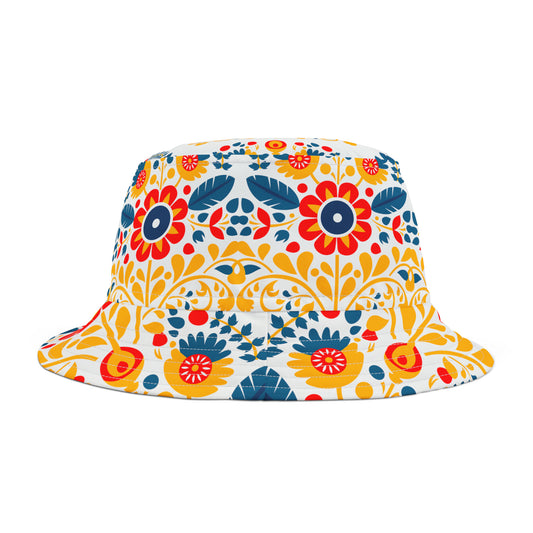 Polish Folk Art, Floral Wycinanki Bucket Hat (AOP)