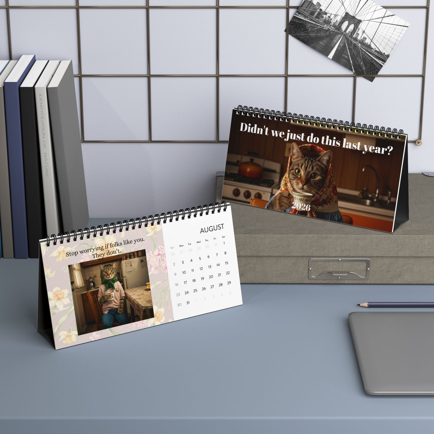 Babushka Cat Desktop Calendar (2026) Best of Memes Version