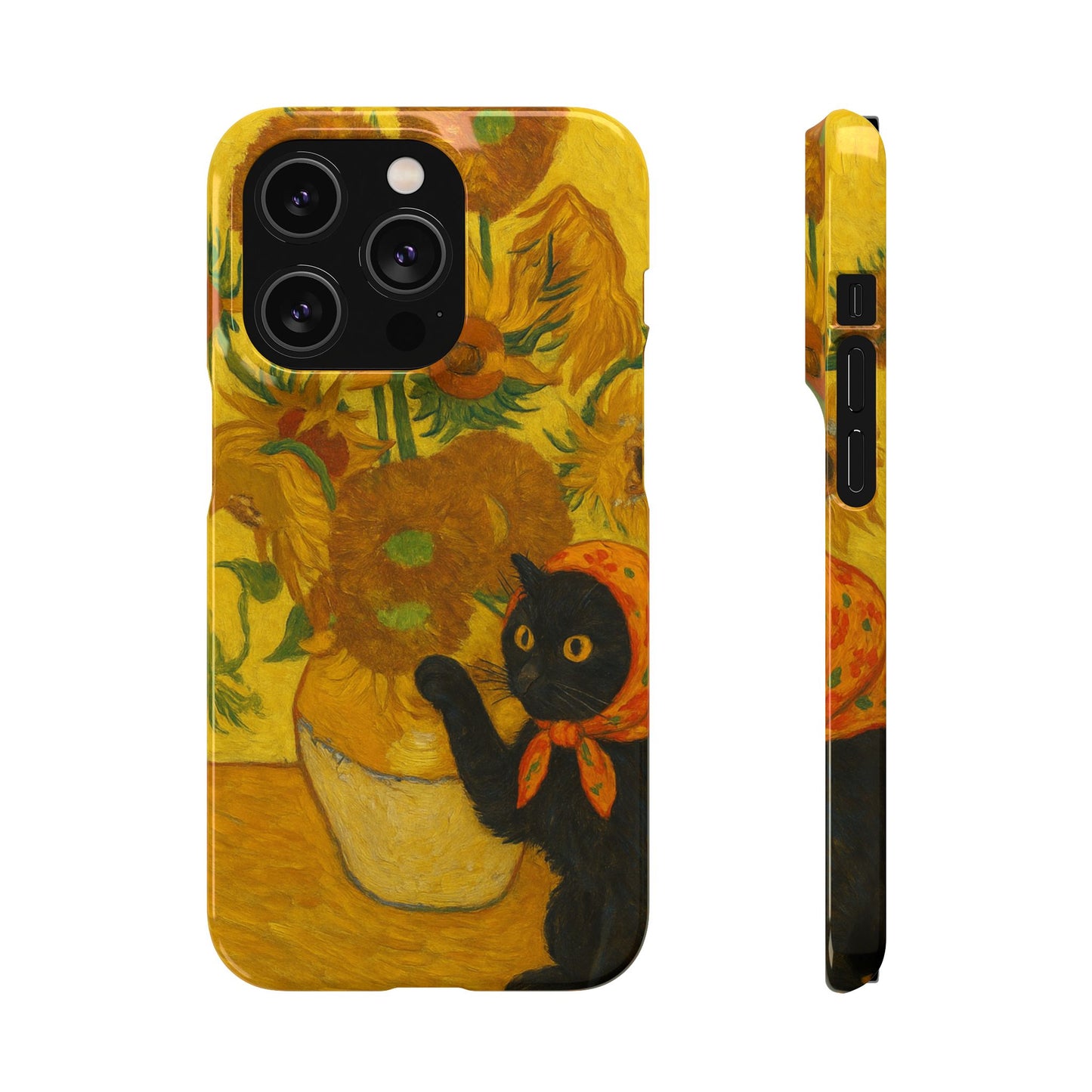 Babushka Cat Van Gogh Sunflowers Snap Phone Case