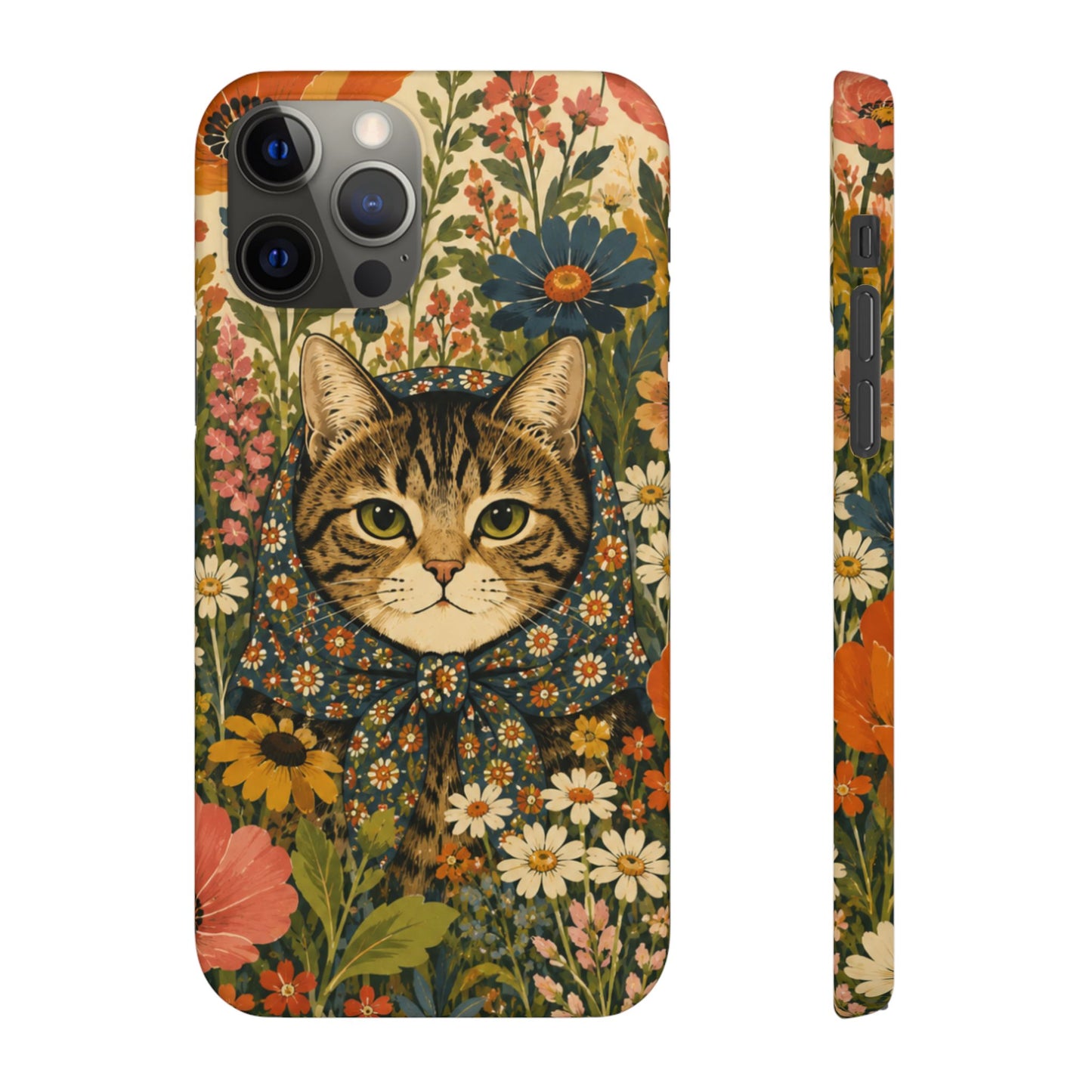 Babushka Cat Peeky Gardens Snap Phone Case