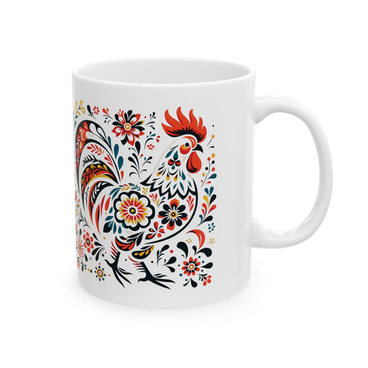 Polish Folk Art, Wycinanki Rooster Mug 11 oz.