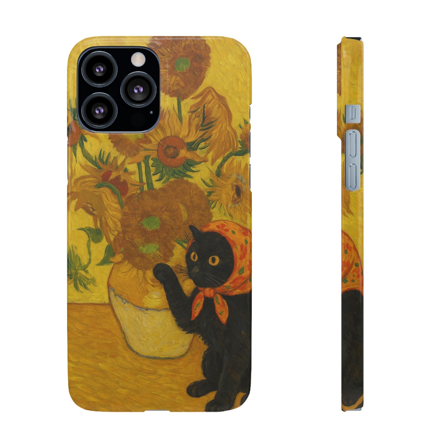 Babushka Cat Van Gogh Sunflowers Snap Phone Case