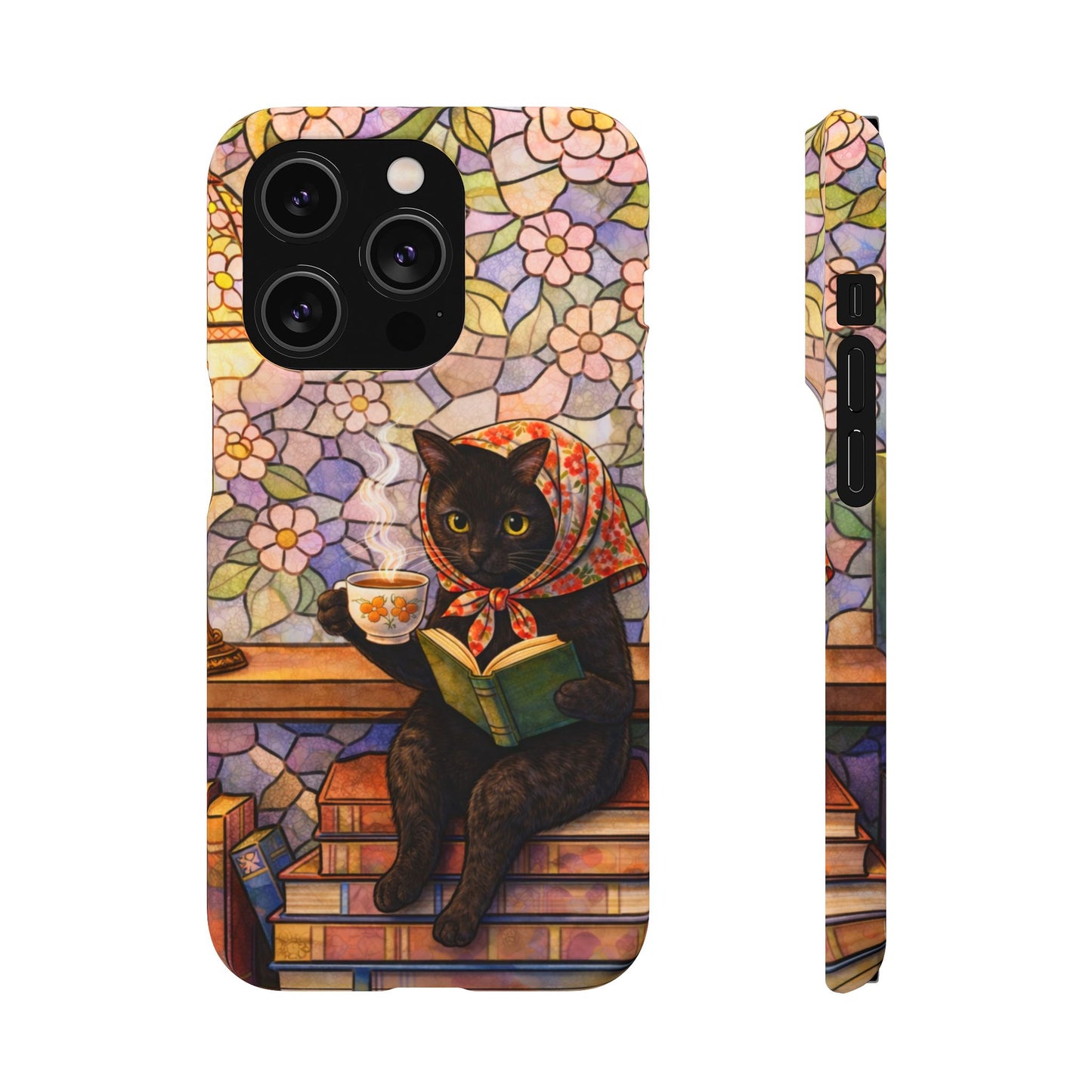 Babushka Cat Reads Artistic Literary Snap Phone Cases