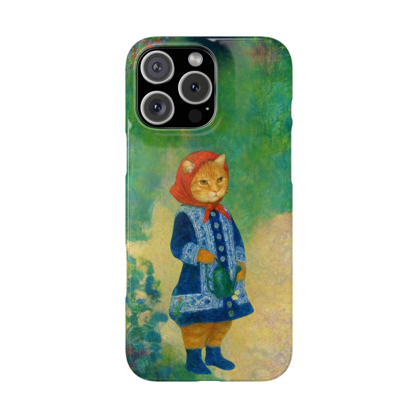 Babushka Cat With a Watering Can x Renoir Funny Art  Slim Phone Case