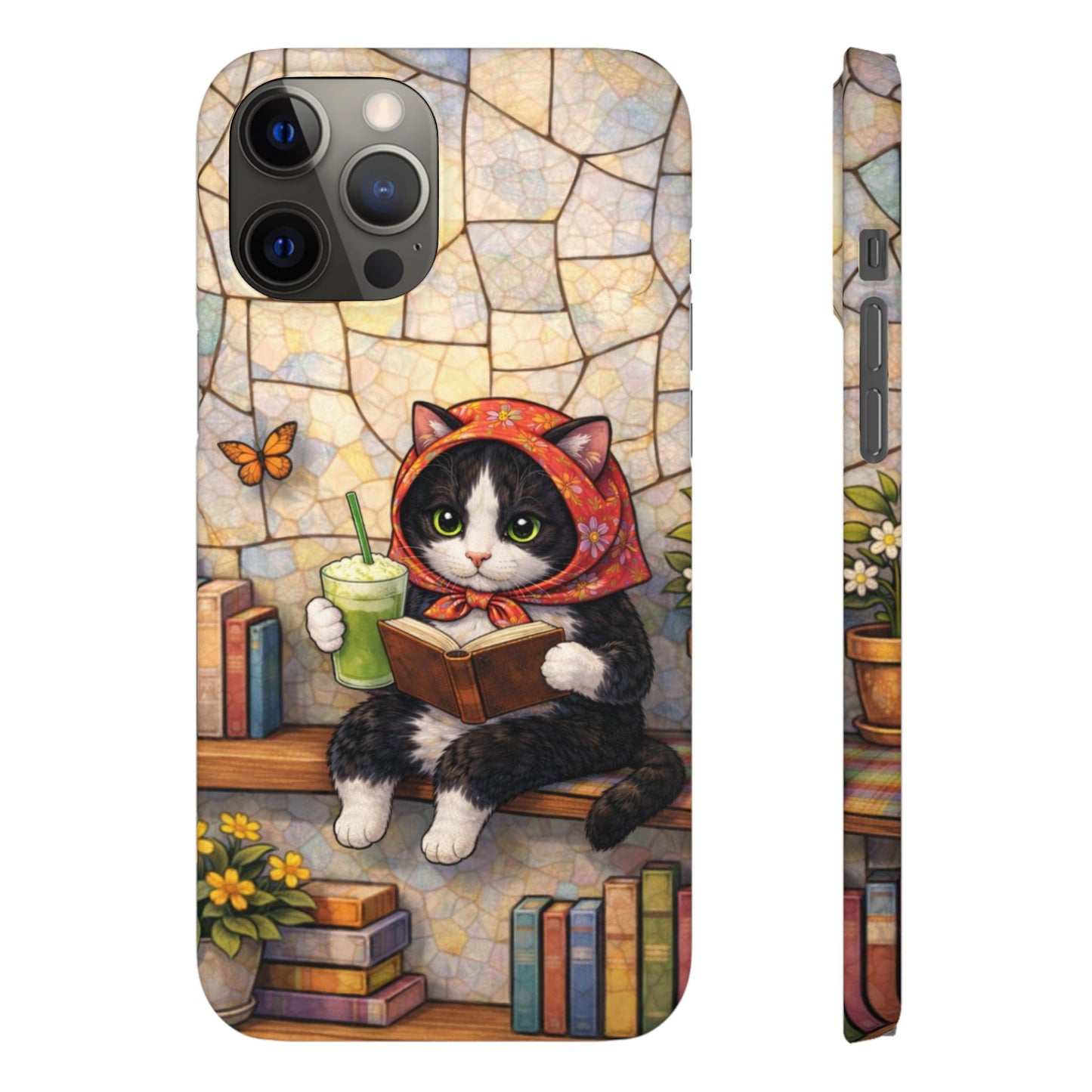 Babushka Cat Reads, Tuxedo Cat Literary Snap Phone Case