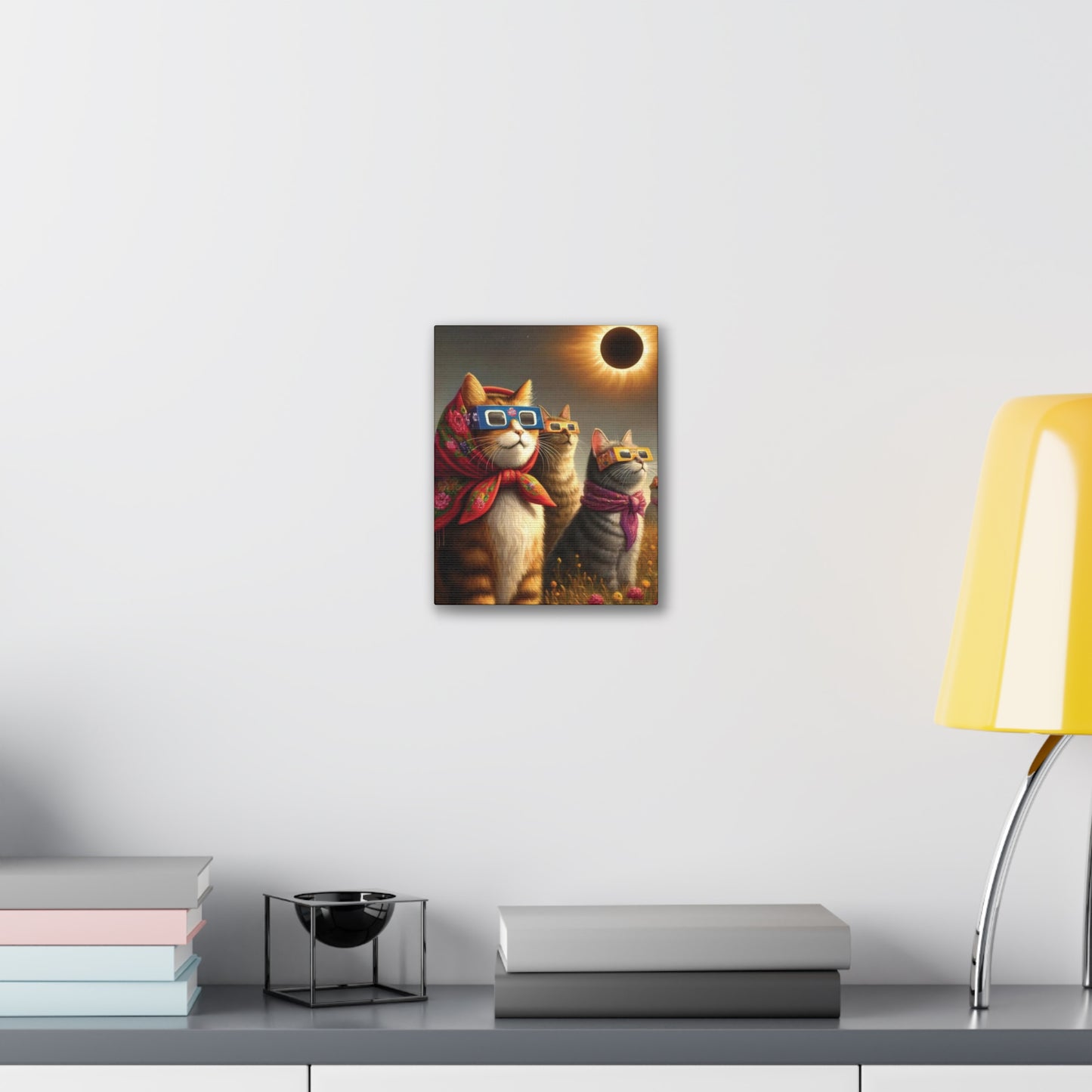 Babushka Cats Eclipse Watchers Wall Art