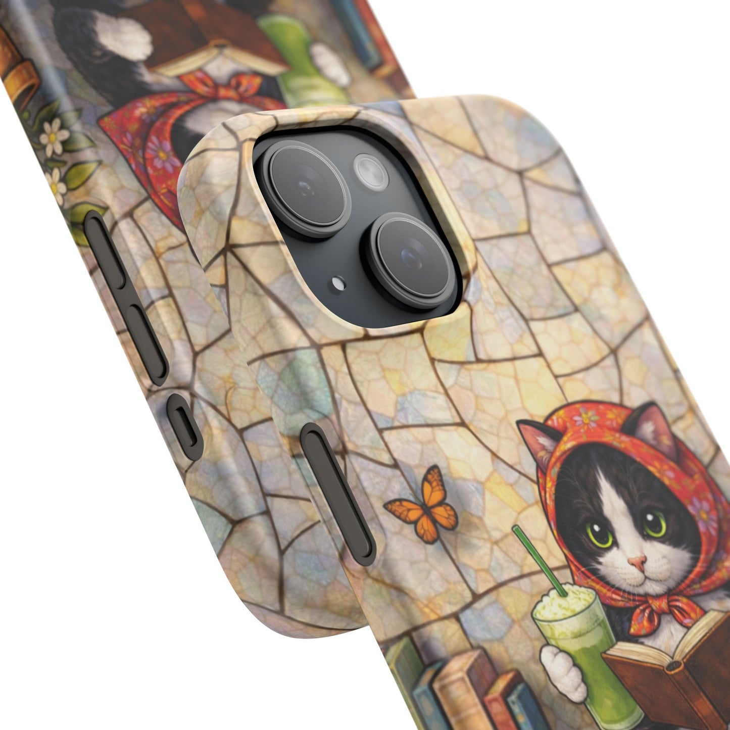 Babushka Cat Reads, Tuxedo Cat Literary Snap Phone Case