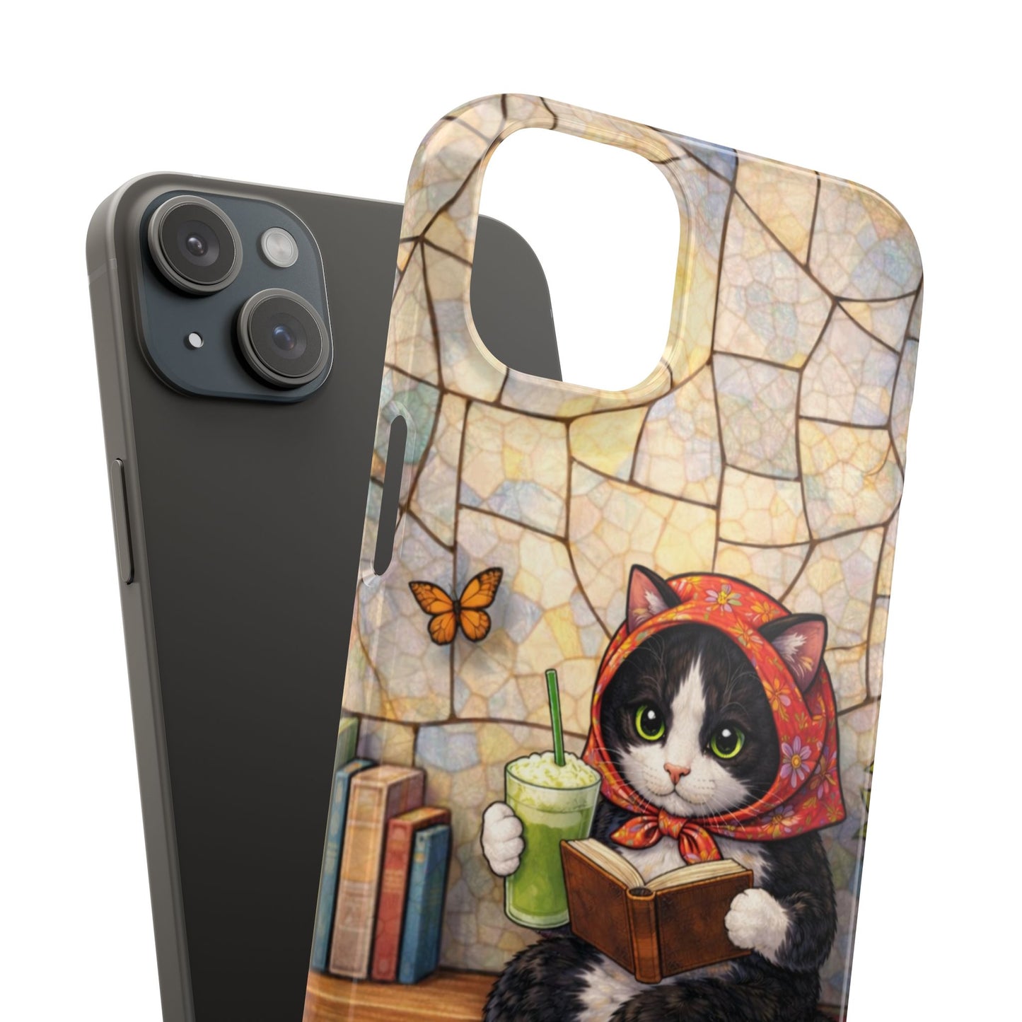 Babushka Cat Reads, Tuxedo Cat Literary Snap Phone Case