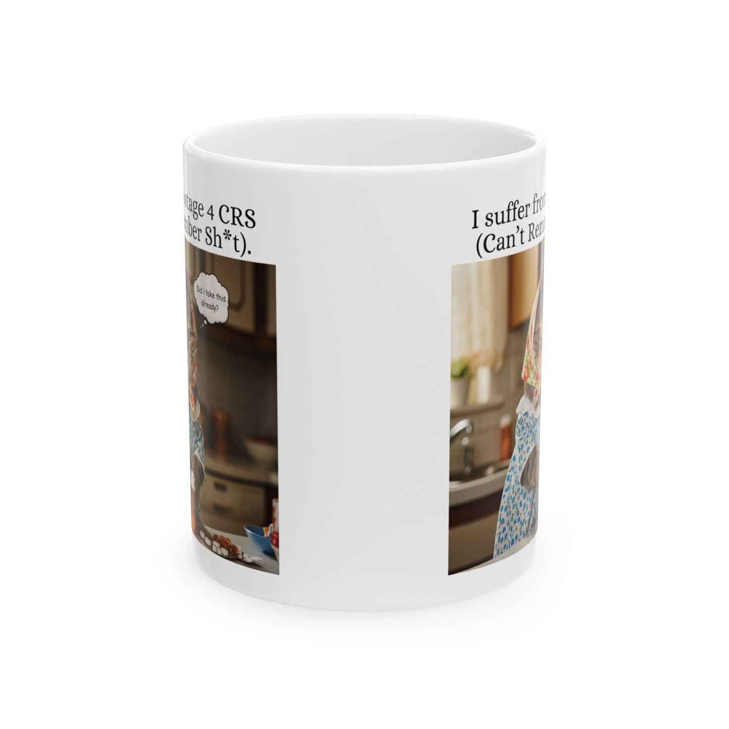 Funny Babushka Cat Ceramic Mug-Can't Remember Sh*t