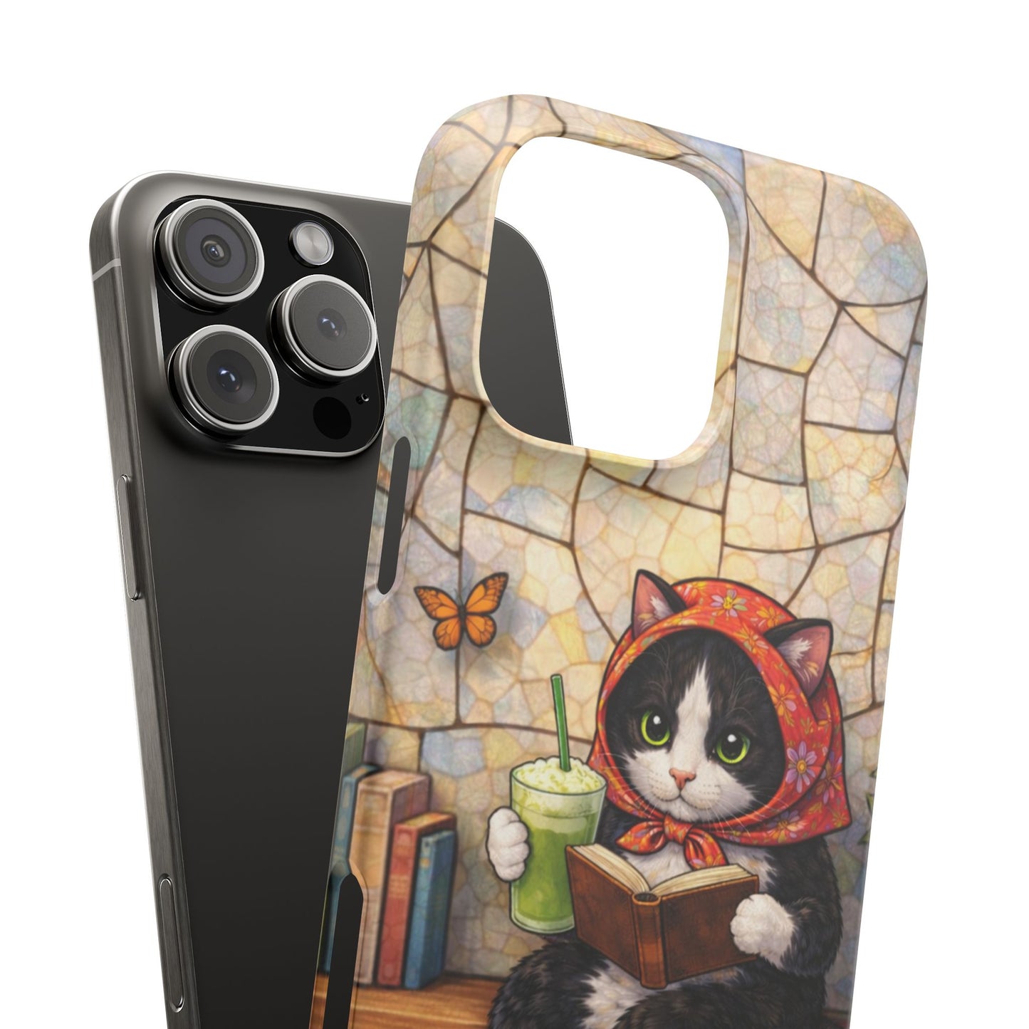 Babushka Cat Reads, Tuxedo Cat Literary Snap Phone Case