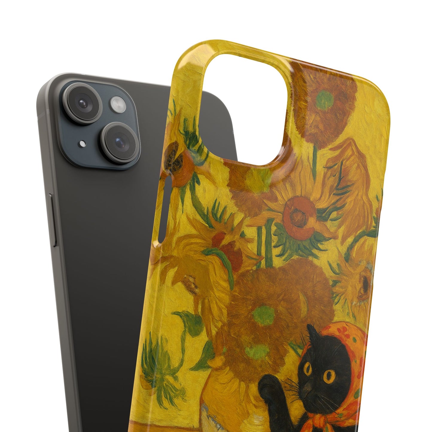 Babushka Cat Van Gogh Sunflowers Snap Phone Case