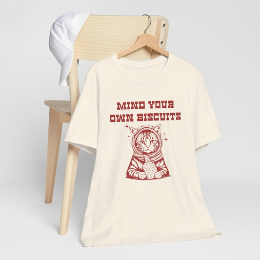 Babushka Cat Mind Your Own Biscuits Unisex Jersey Short Sleeve Tee