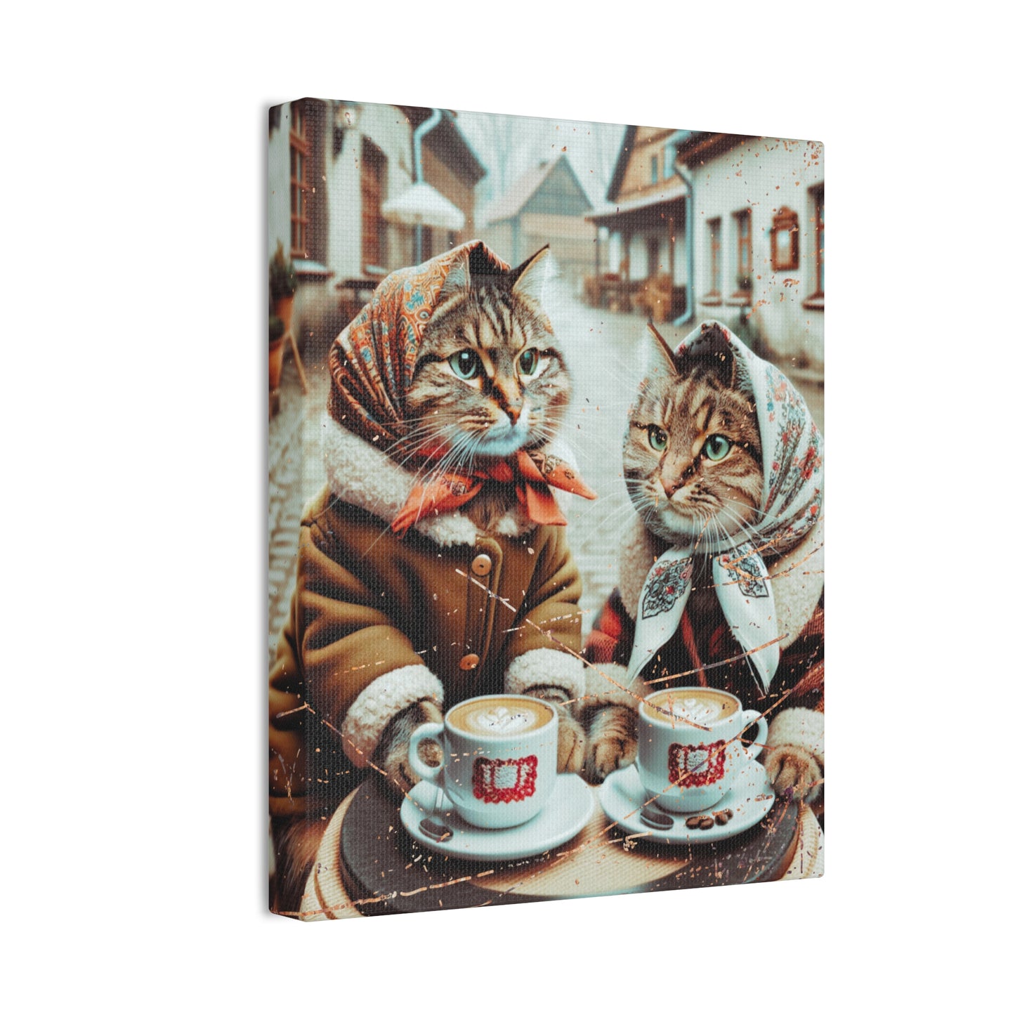 Babushka Cats Coffee Time Wall Art,