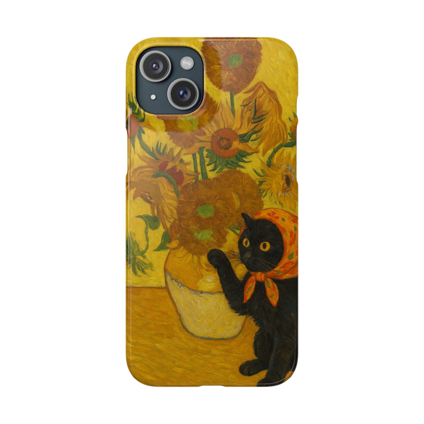 Babushka Cat Van Gogh Sunflowers Snap Phone Case