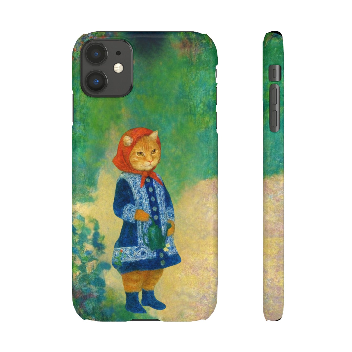 Babushka Cat With a Watering Can x Renoir Funny Art  Slim Phone Case