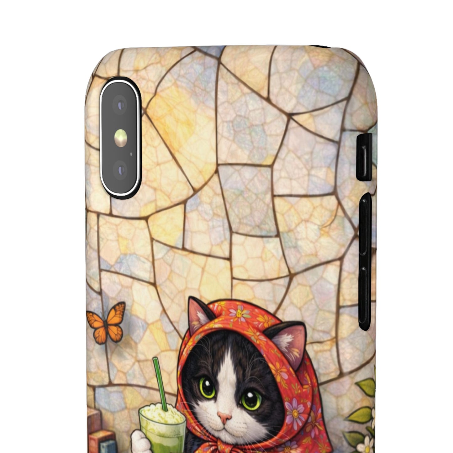 Babushka Cat Reads, Tuxedo Cat Literary Snap Phone Case